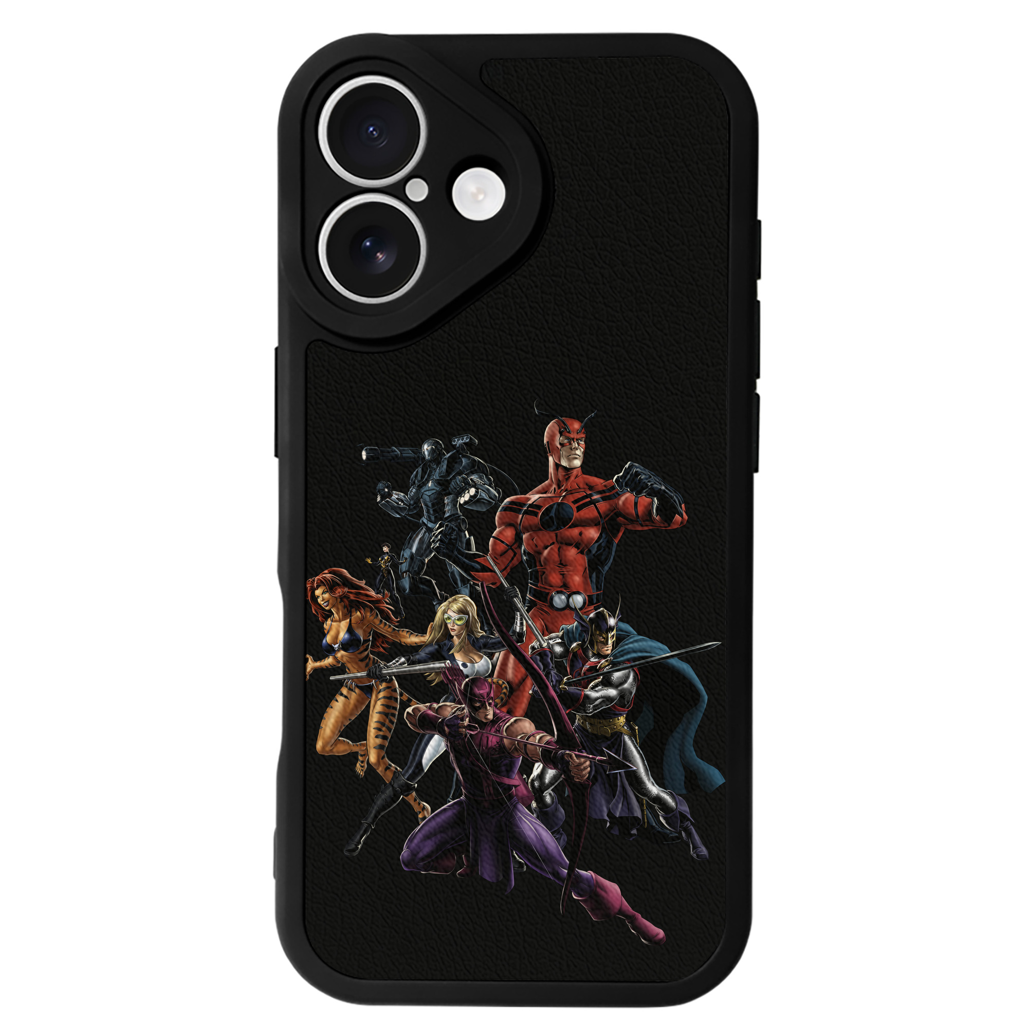 （画像用） アベンジャーズ The Avengers 【iPhone 16シリーズ対応】シリコンスマホケース（レザー調） 材質：シリコン